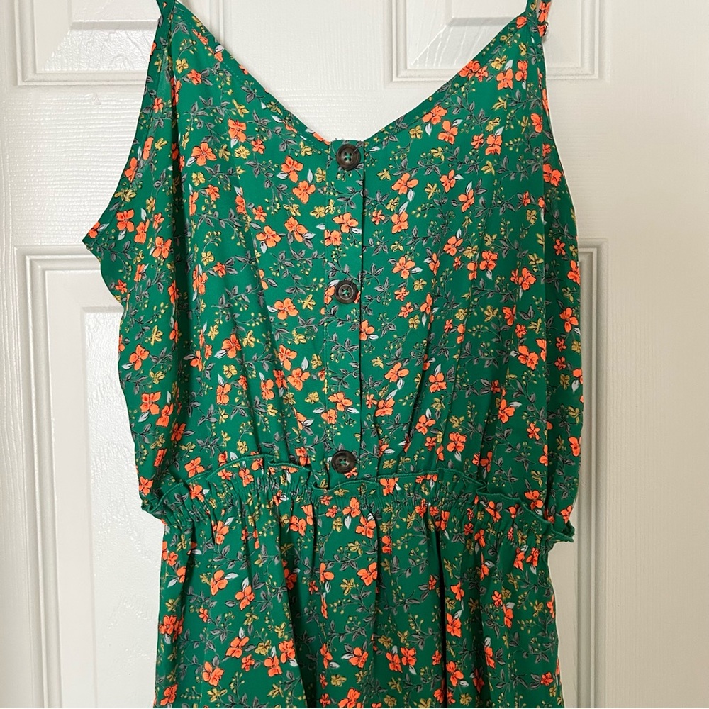 Green Floral Peplum Camisole